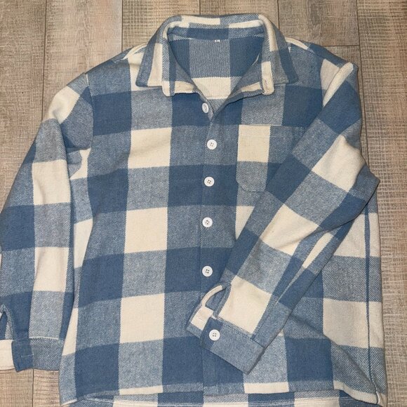 Mens Check Flanel Blue White Shirt XL - Picture 1 of 2